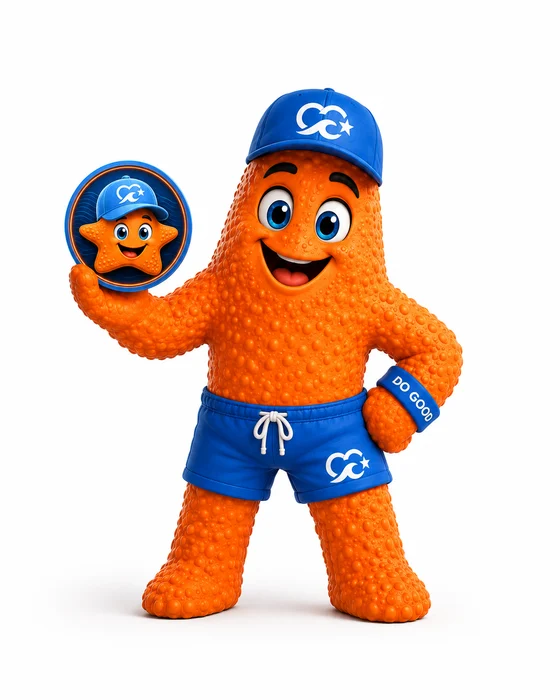 The Tide's starfish mascot holding a $STARFISH token